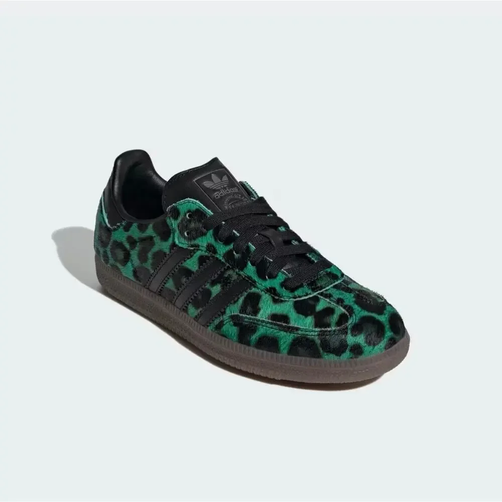 ADIDAS ORIGINALS WOMEN'S 8.5 SAMBA OG LEOPARD SEMI SCREAMING GREEN HQ9374 NWOB
